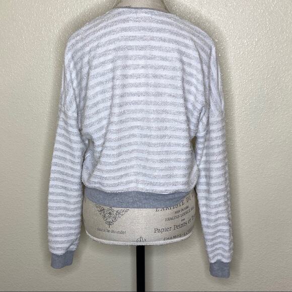 Maison Jules White & Gray Striped Cardigan Size Large - Picture 4 of 8